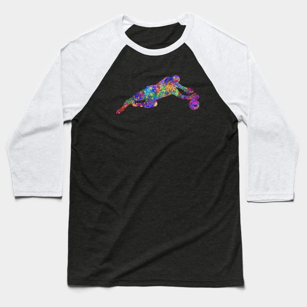 Soccer goalkeeper watercolor art Baseball T-Shirt by Yahya Art